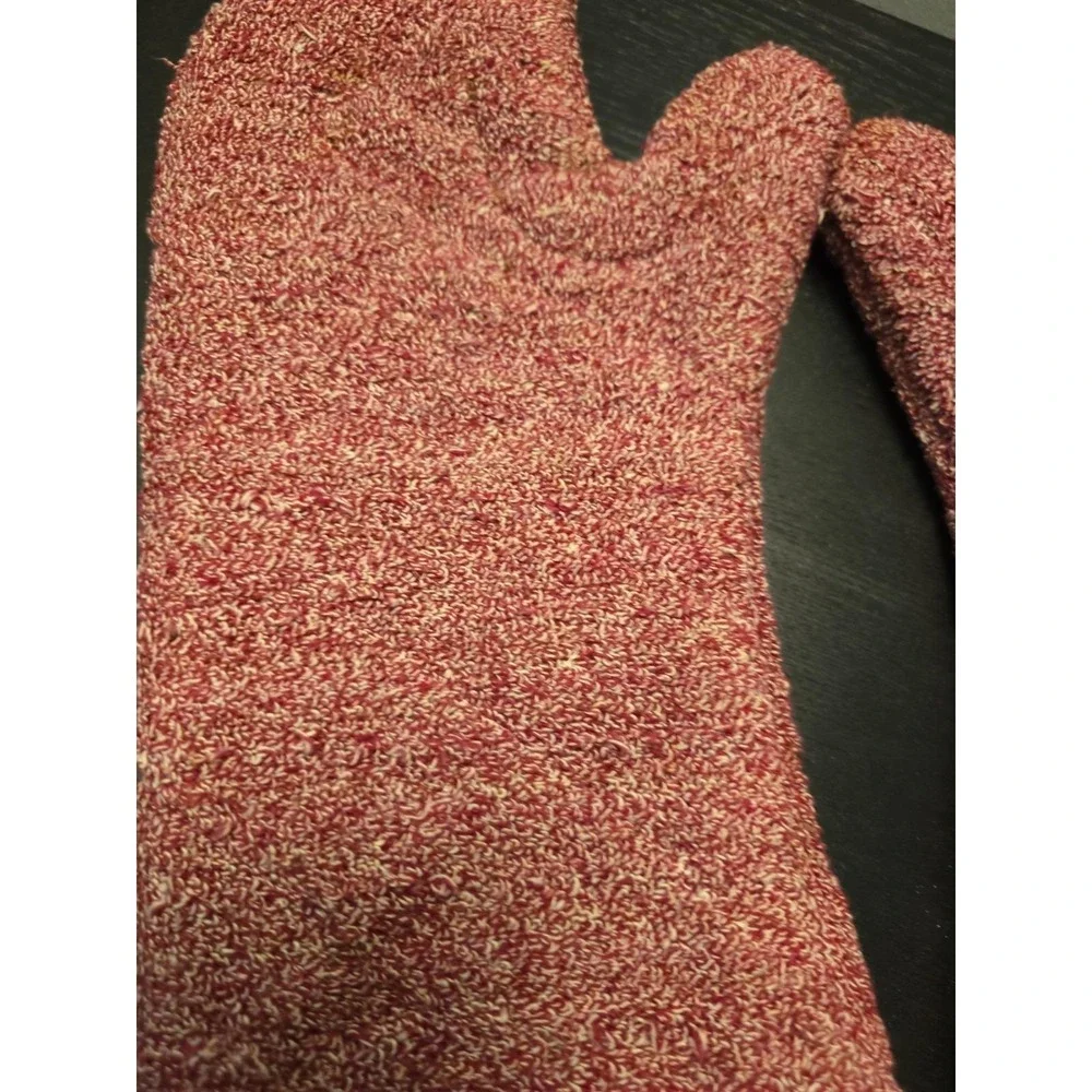 PAIR Pampered Chef Oven Mitts 100% Cotton Terry Cloth Cranberry Red Retired 1329